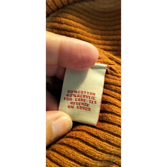 4114) Reba Brown Knit Ribbed 3/4 Sleeve V Neck Studded Sweatshirt Small - Picture 7 of 8